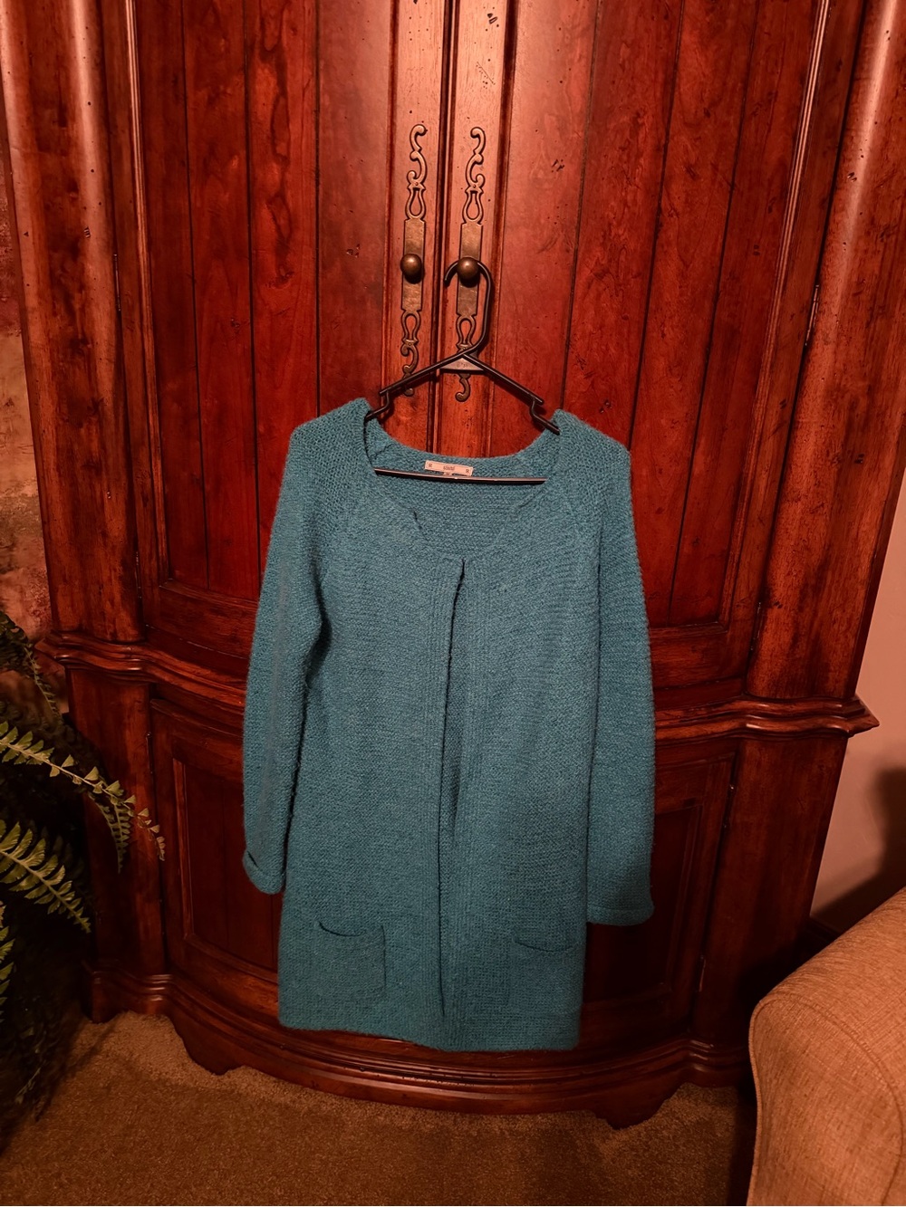 Sioni Teal Long Sleeve Knit Dress/Cardigan